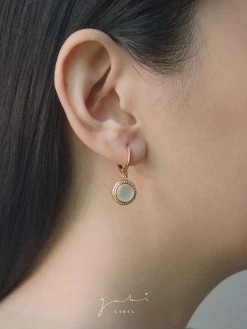 Gabi The Label EARRINGS Round Shell Pendant Huggies