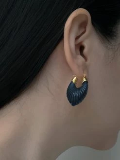 Gabi The Label Sculptural Hoops - Dark Blue