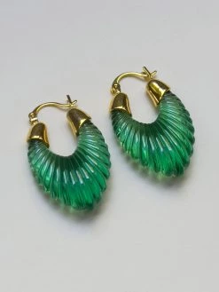 Gabi The Label Sculptural Hoops - Emerald Green EARRINGS