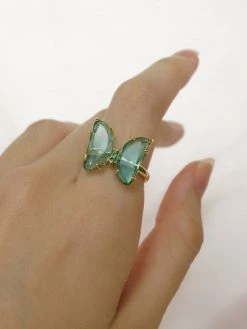 Gabi The Label LOVEDAY Butterfly Ring - Seafoam Green *Gold-plated [ Butterflies ]
