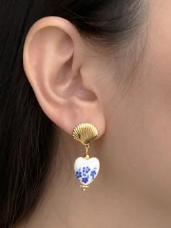 Gabi The Label Ceramic Heart And Shell Earrings