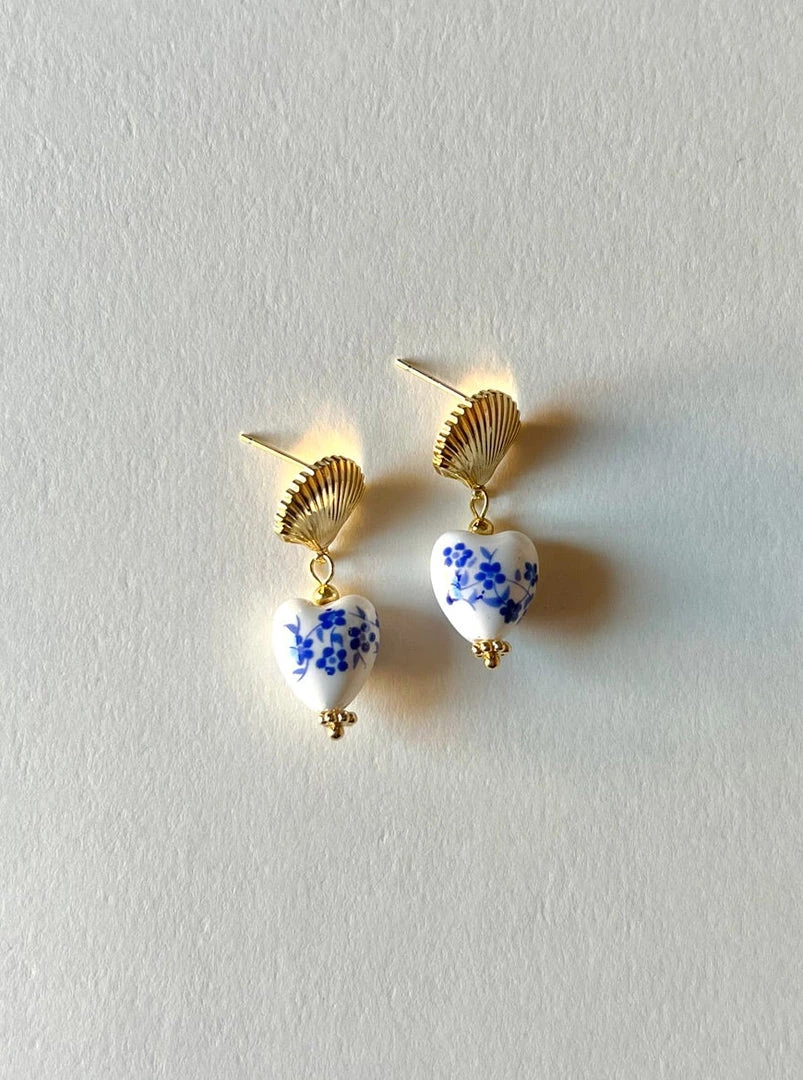 Gabi The Label Ceramic Heart And Shell Earrings