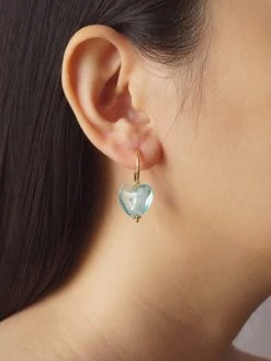Gabi The Label Glass Heart Hoops - Sky *18K Gold-plated EARRINGS