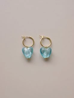 Gabi The Label Glass Heart Hoops - Sky *18K Gold-plated EARRINGS