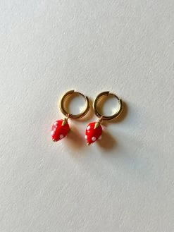 Gabi The Label Glass Strawberry Hoop Earrings