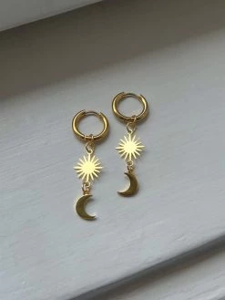 Gabi The Label Starburst Crescent Moon Hoops EARRINGS