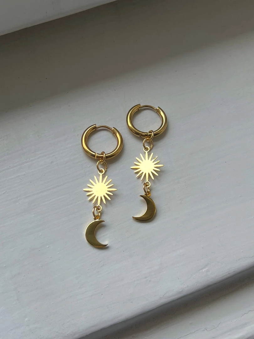 Gabi The Label Starburst Crescent Moon Hoops EARRINGS