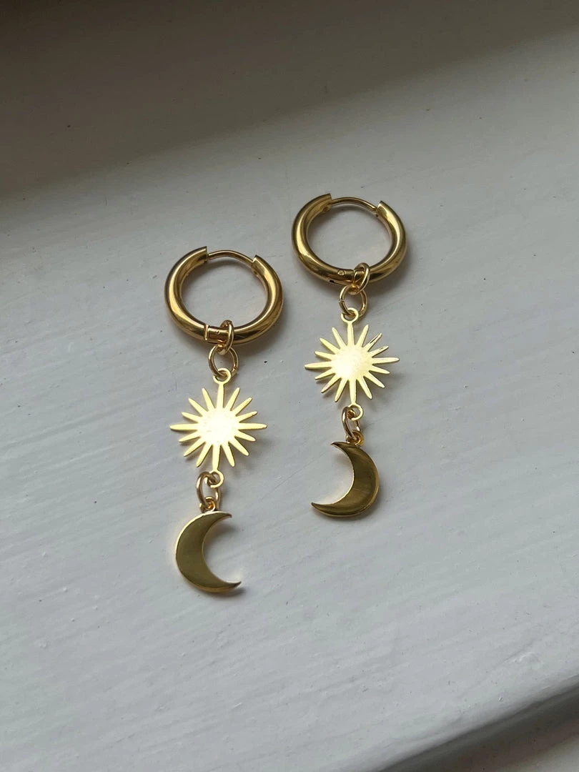 Gabi The Label Starburst Crescent Moon Hoops EARRINGS
