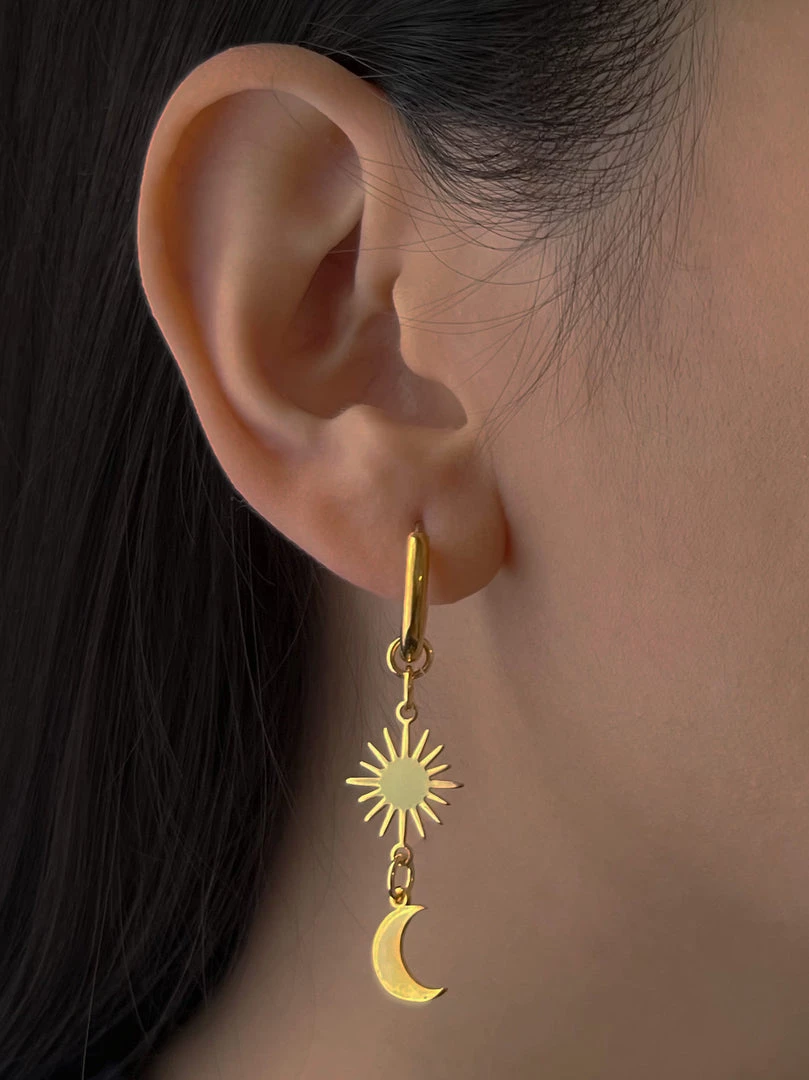 Gabi The Label Starburst Crescent Moon Hoops EARRINGS