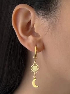 Gabi The Label Starburst Crescent Moon Hoops EARRINGS