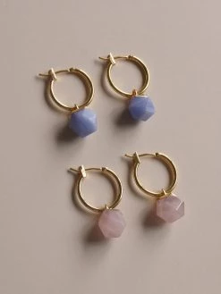 Gabi The Label EARRINGS Little Stone Hoops - Cornflower Blue *18K Gold-plated