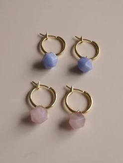 Gabi The Label Little Stone Hoops - Blush Pink *18K Gold-plated EARRINGS