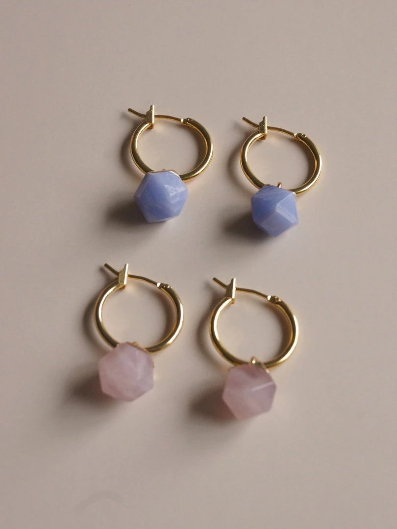 Gabi The Label Little Stone Hoops - Blush Pink *18K Gold-plated EARRINGS