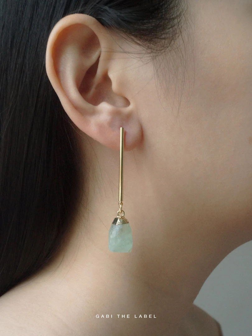 Gabi The Label Stone Earrings - Sea Mint *18K Gold-plated