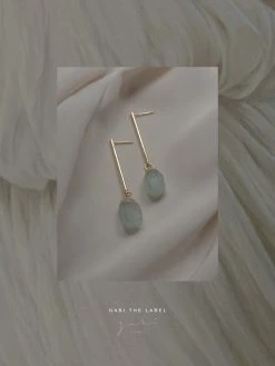 Gabi The Label Stone Earrings - Sea Mint *18K Gold-plated