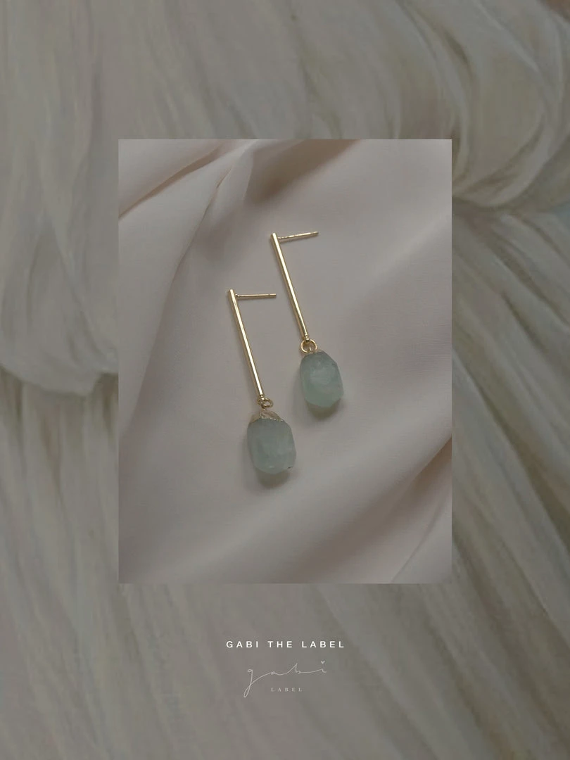 Gabi The Label Stone Earrings - Sea Mint *18K Gold-plated