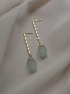Gabi The Label Stone Earrings - Sea Mint *18K Gold-plated