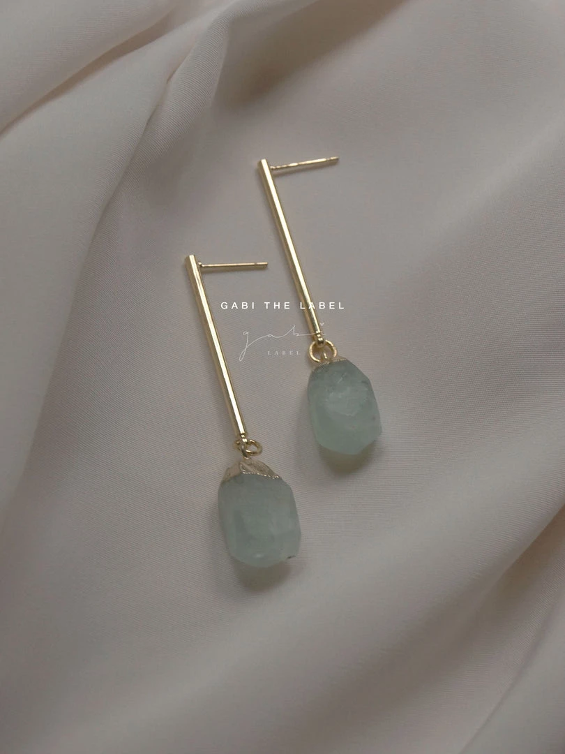 Gabi The Label Stone Earrings - Sea Mint *18K Gold-plated