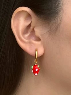 Gabi The Label Glass Strawberry Hoop Earrings