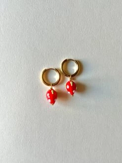 Gabi The Label Glass Strawberry Hoop Earrings