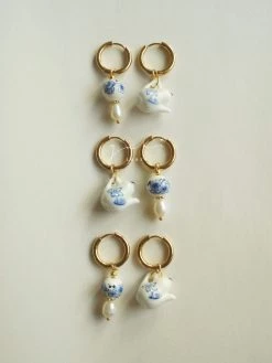 Gabi The Label Ceramic Teapot Mismatched Hoop Earrings