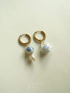 Gabi The Label Ceramic Teapot Mismatched Hoop Earrings