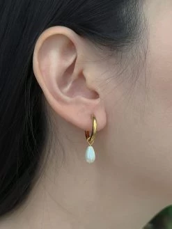 Gabi The Label Teardrop Stainless Steel Hoops - Pearls Mini