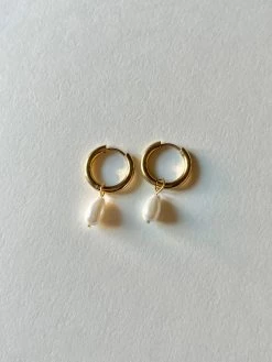 Gabi The Label Teardrop Stainless Steel Hoops - Pearls Mini