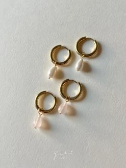 Gabi The Label Teardrop Stainless Steel Hoops - Pearls Mini