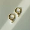 Gabi The Label EARRINGS Teardrop Pearl Stainless Steel Hoops