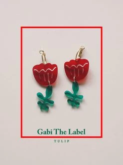 Gabi The Label EARRINGS Tulip Dangles - Red