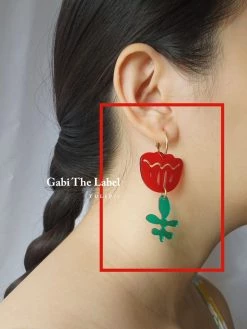 Gabi The Label EARRINGS Tulip Dangles - Red