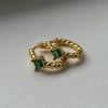 Gabi The Label Twist Gemstone Huggies - Emerald Green