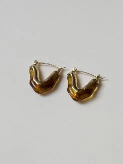Gabi The Label EARRINGS Chunky Resin V-shaped Hoops - Brown