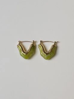 Gabi The Label Chunky Resin V-shaped Hoops - Green