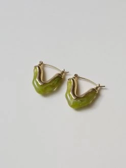 Gabi The Label Chunky Resin V-shaped Hoops - Green