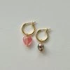 Gabi The Label Mismatched Stone Hoop Earrings - Watermelon Pink/Cloisonne