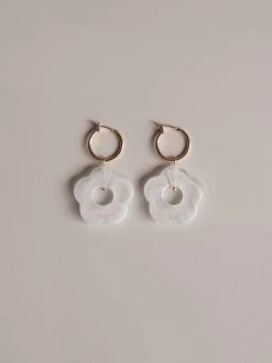 Gabi The Label EARRINGS Little Flower Hoops - Marbled Oat *18K Gold-plated