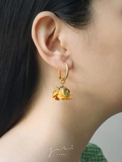 Gabi The Label Dried Flower Stainless Steel Hoops - Yellow EARRINGS